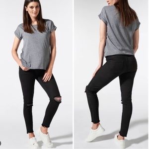 BLANQI Maternity Belly Support Distressed Stretch Black Skinny Jeans 0